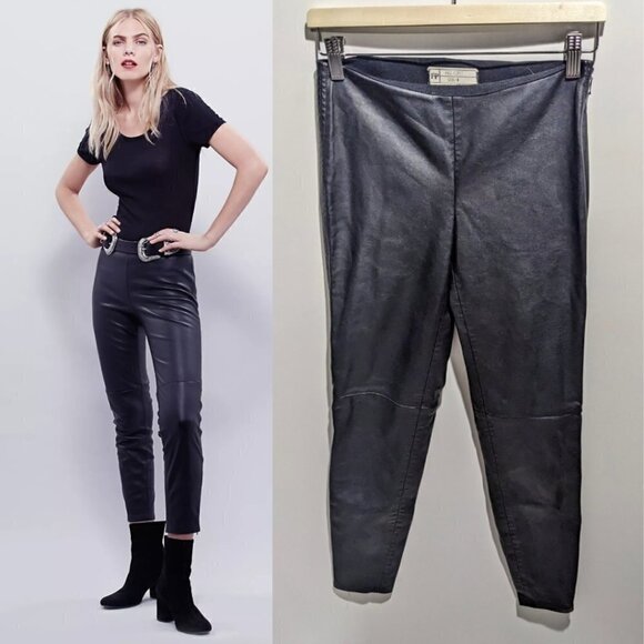 FREE People | Lana Vegan Leather Legging in Black - Picture 1 of 13